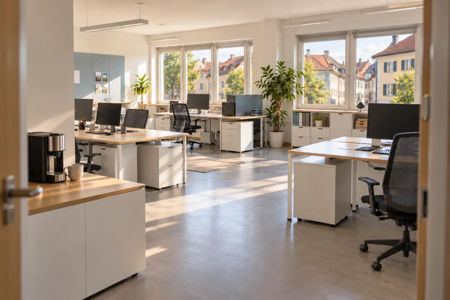 Frisch gereinigtes, helles Büro in Wolfratshausen